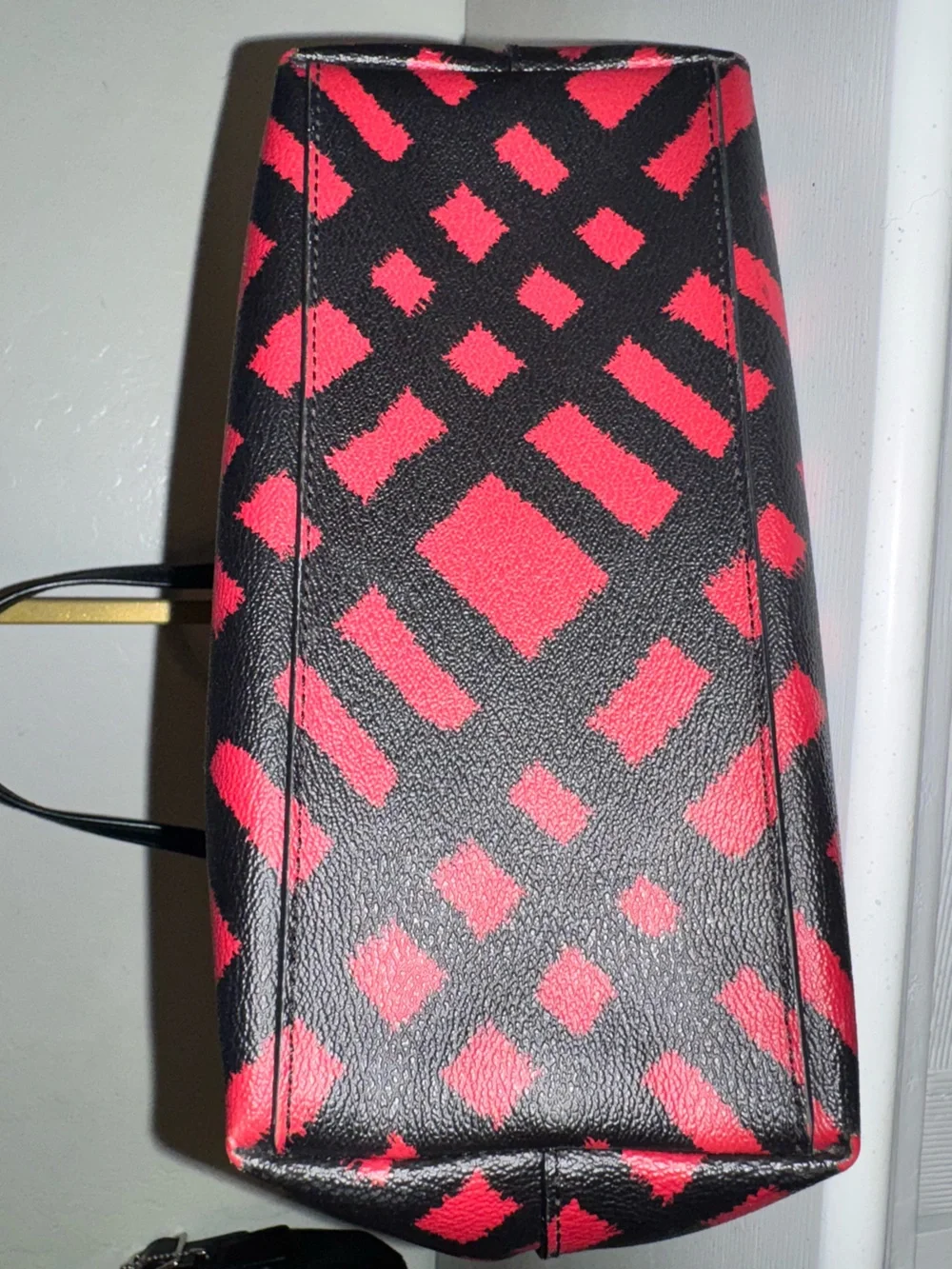 Coach F22246 City Zip Tote Bag Wild Red Plaid/Black 12x8x4” EUC